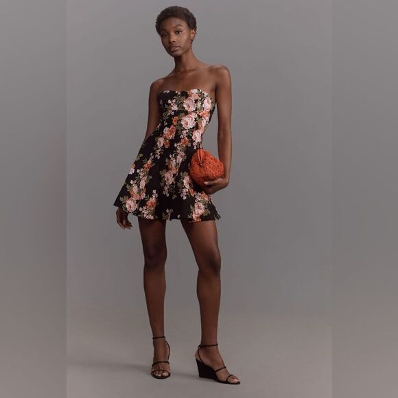 Anthropologie Maeve Strapless Flounce Mini Dress Size 12 - Picture 2 of 7